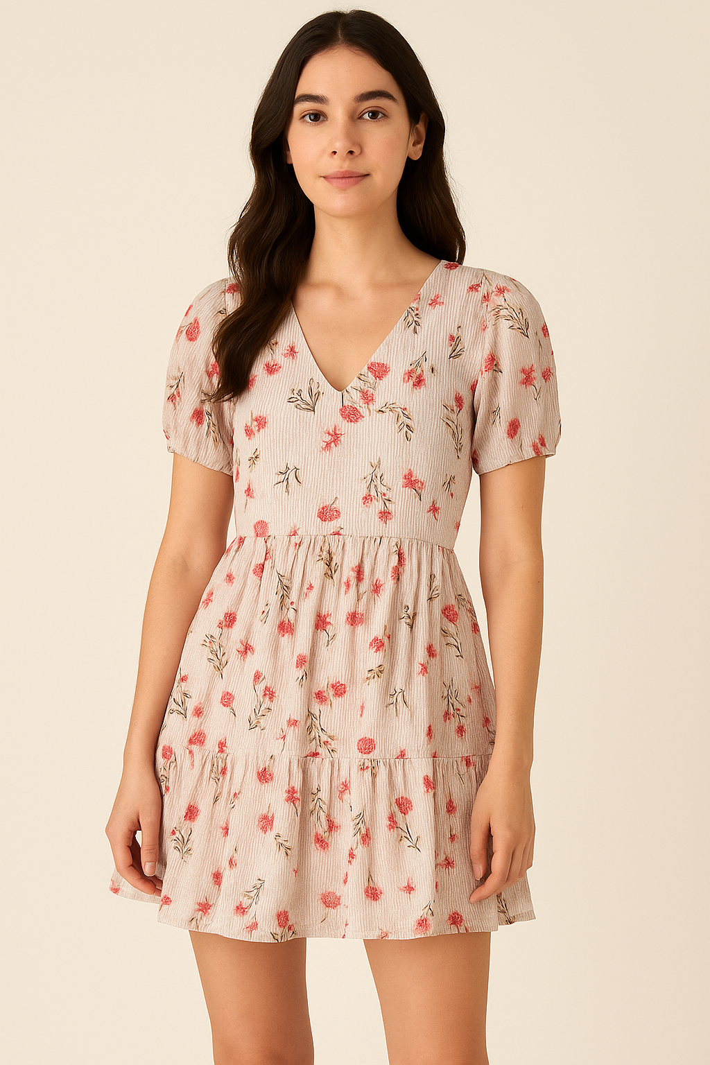 Pink Botanical Flower With Leaves Digital Printed Fabric - Pure Cotton