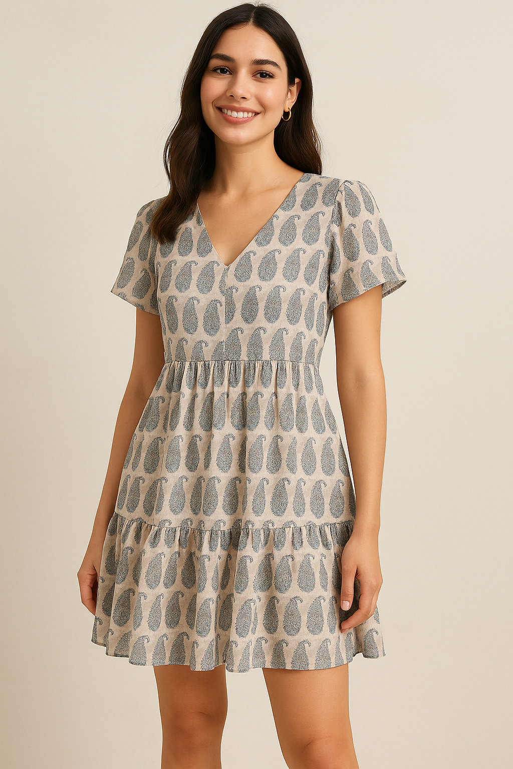 Small Mango Inside Tiny Design Look Digital Printed Fabric - Pure Cotton