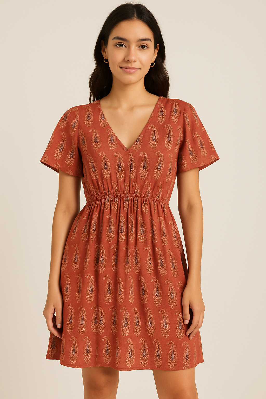 Red Paisley Digital Printed Fabric - Pure Cotton