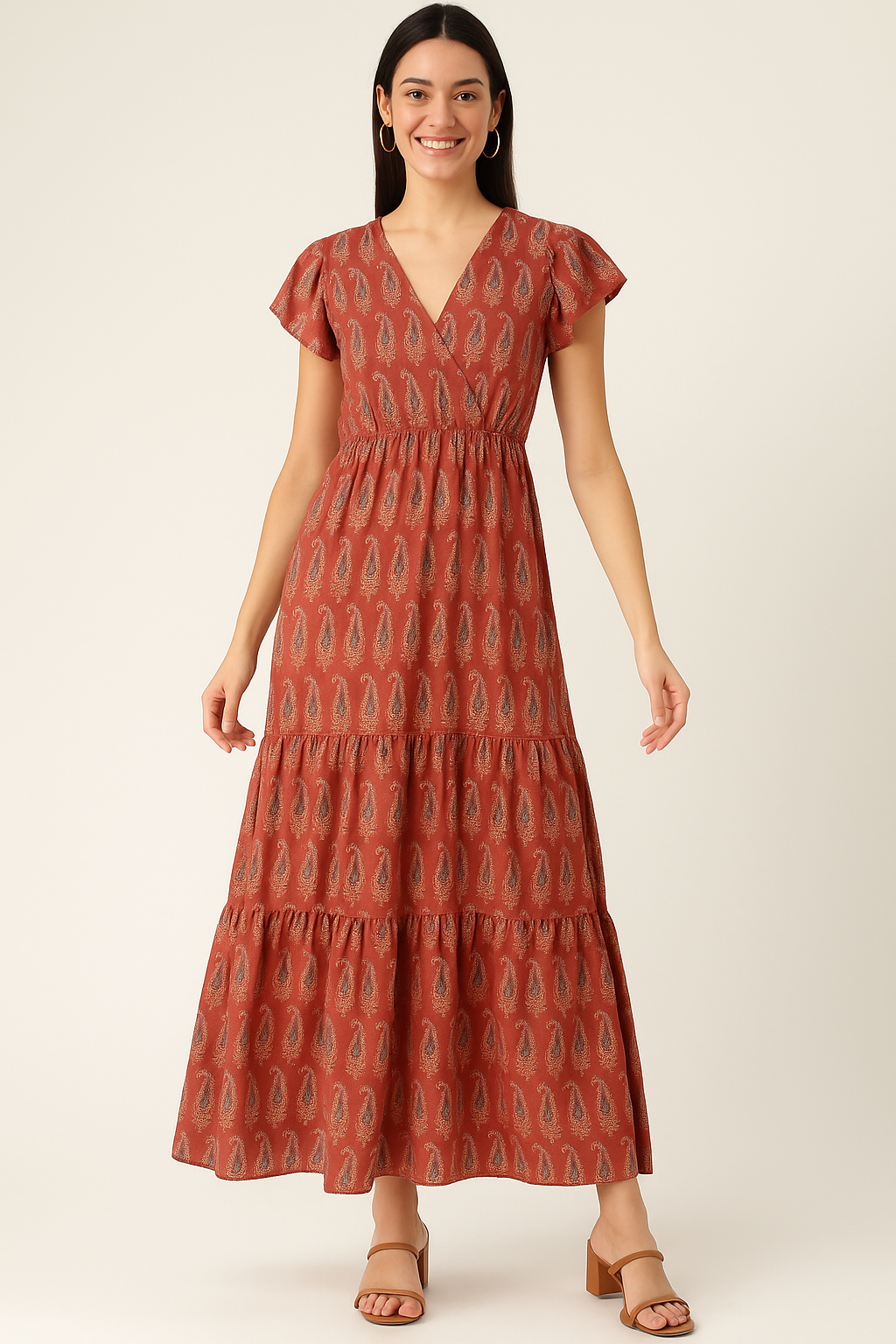 Red Paisley Digital Printed Fabric - Pure Cotton