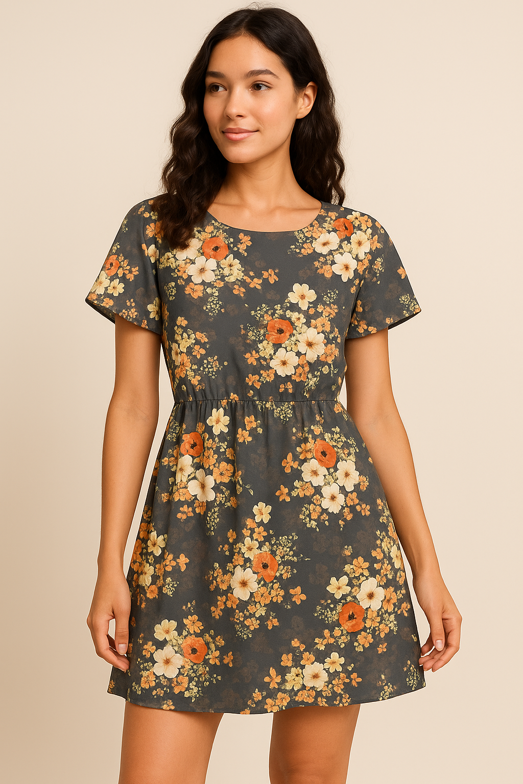 Multicolour Orchid Flower With Grey Background Digital Printed Fabric - Pure Cotton