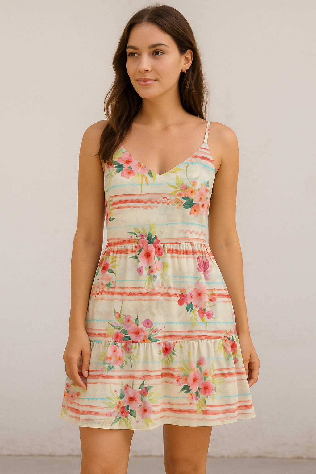 Decorative Watercolour Spring Floral Digital Printed Fabric - Cotton