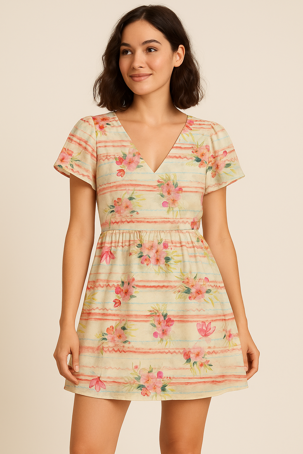 Decorative Watercolour Spring Floral Digital Printed Fabric - Cotton