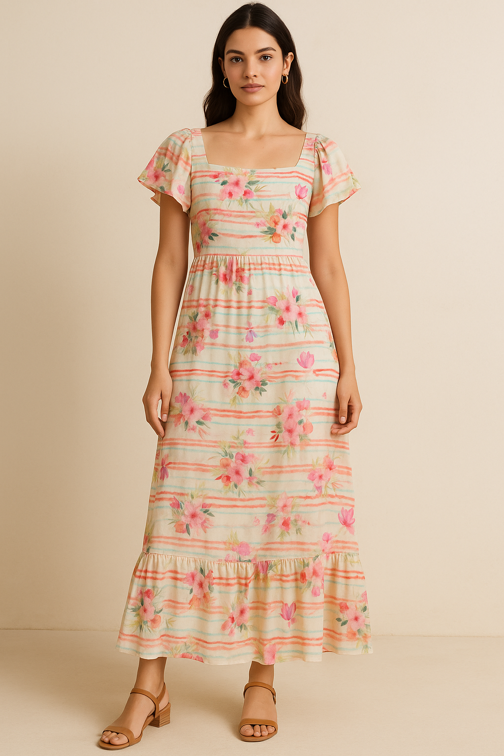 Decorative Watercolour Spring Floral Digital Printed Fabric - Cotton