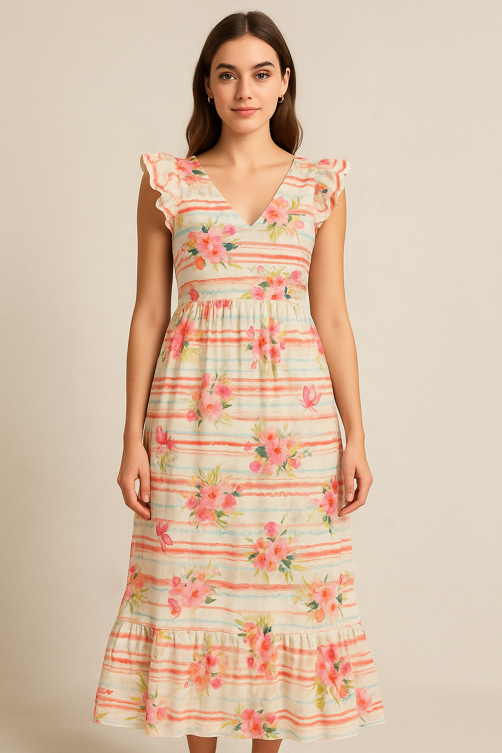 Decorative Watercolour Spring Floral Digital Printed Fabric - Cotton