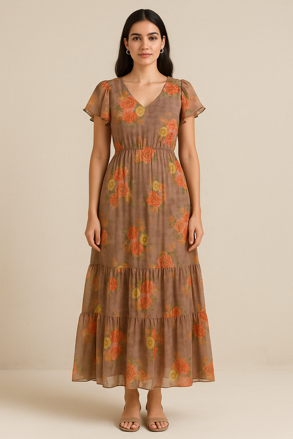 Lovely Yellow Roses With Jasmin Digital Printed Fabric - Cotton