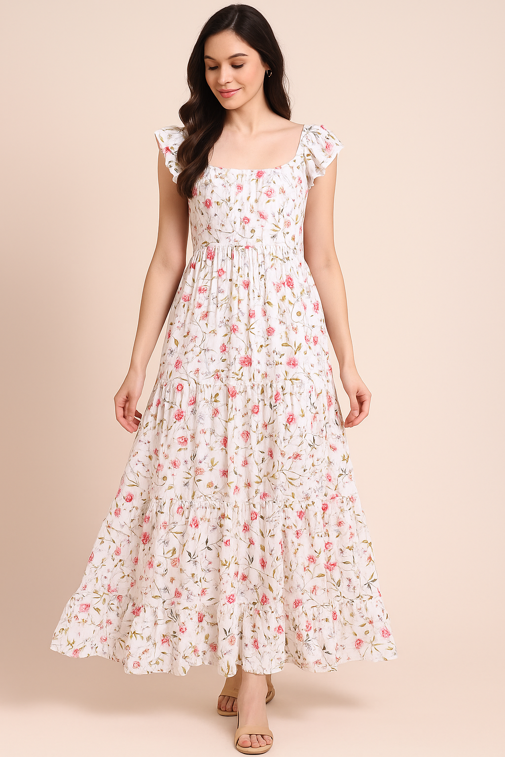 Abstract Colourful Flower Art Digital Printed Fabric - Cotton