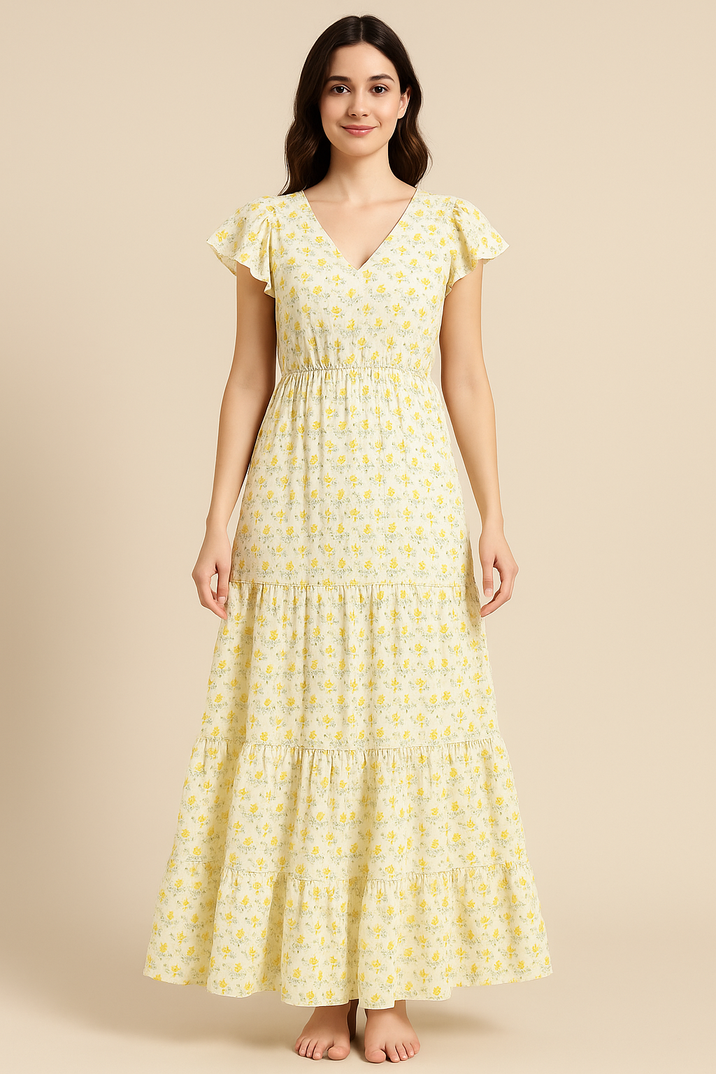 Decorative Tiny Chintz With Violet Flower Digital Printed Fabric - Cotton