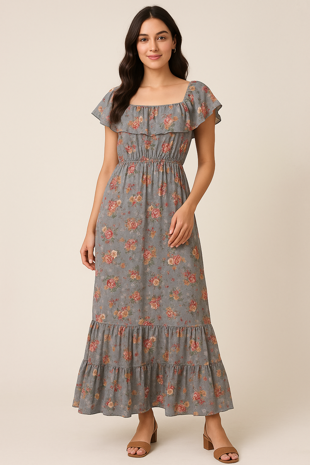 Beautiful Gradient Poppy And Orchid Flower Digital Printed Fabric - Cotton