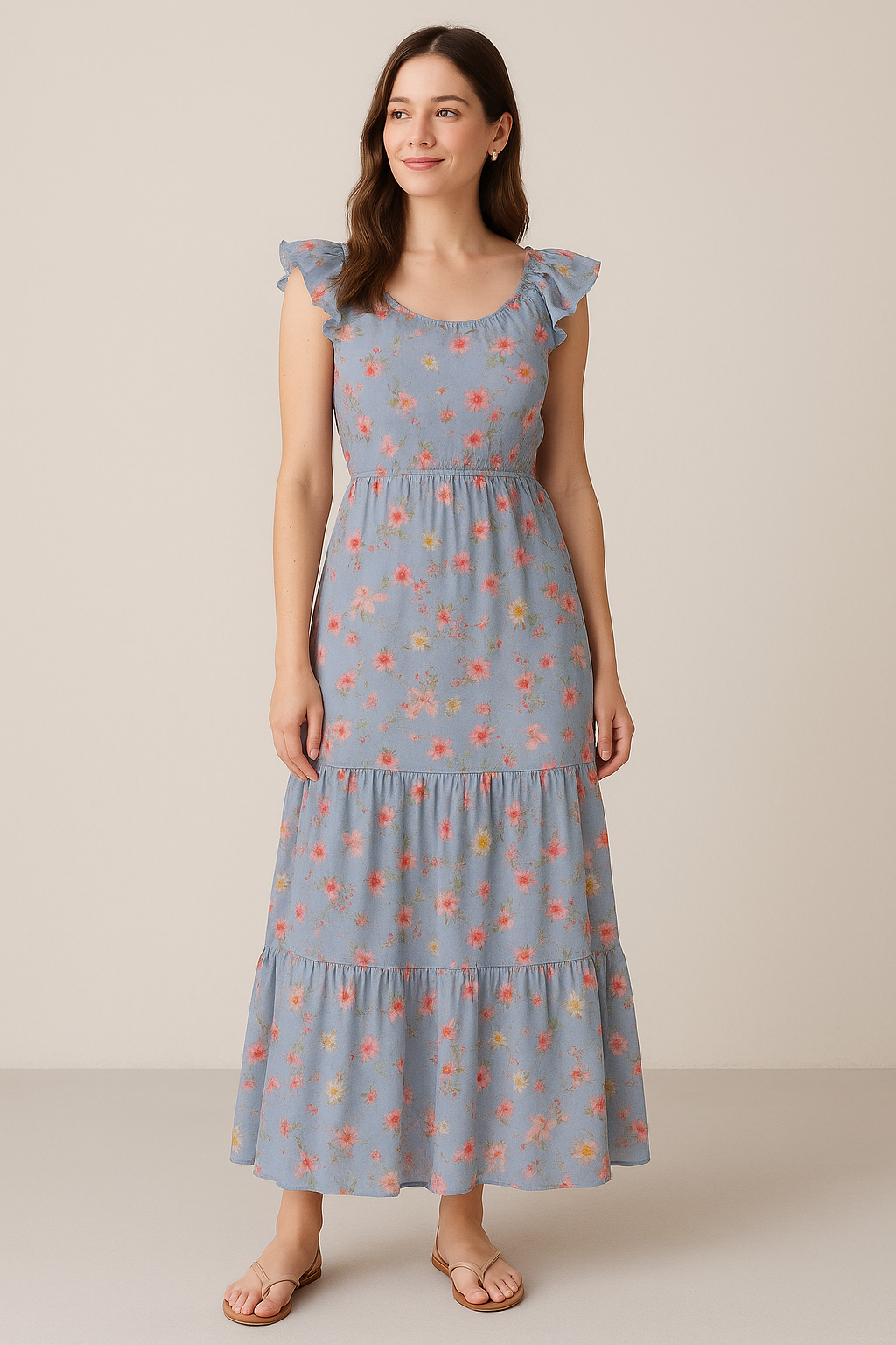 Colour Full Daisy With Spotted Background Digital Printed Fabric - Cotton