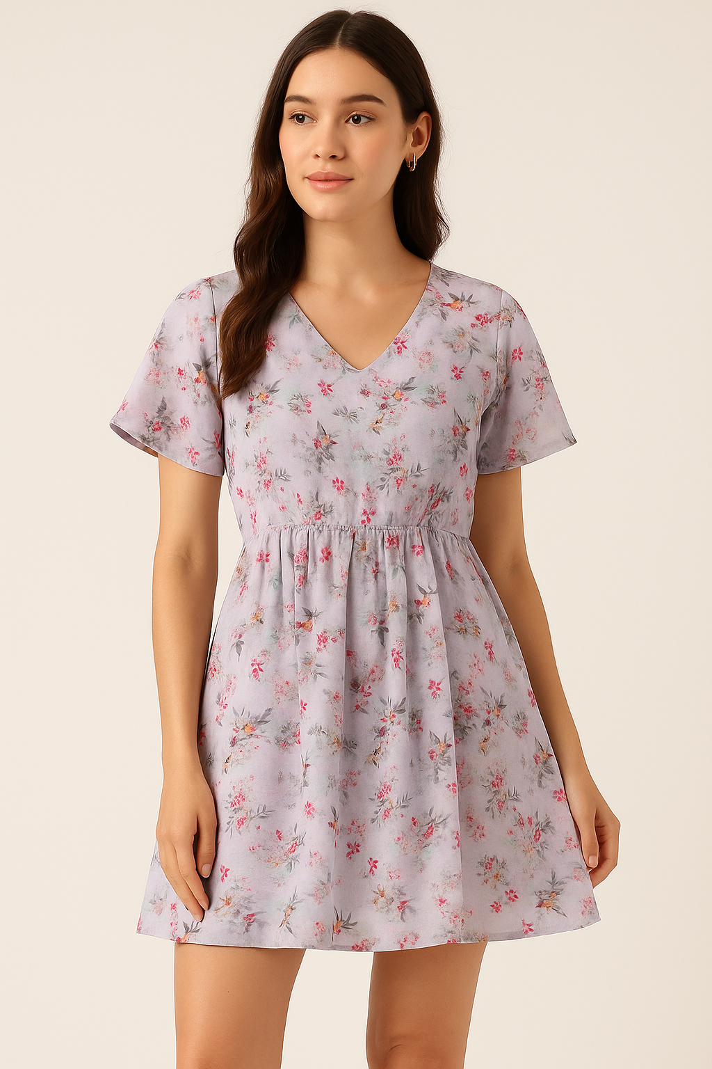 Tiny Iris With Leaves Digital Printed Fabric - Cotton