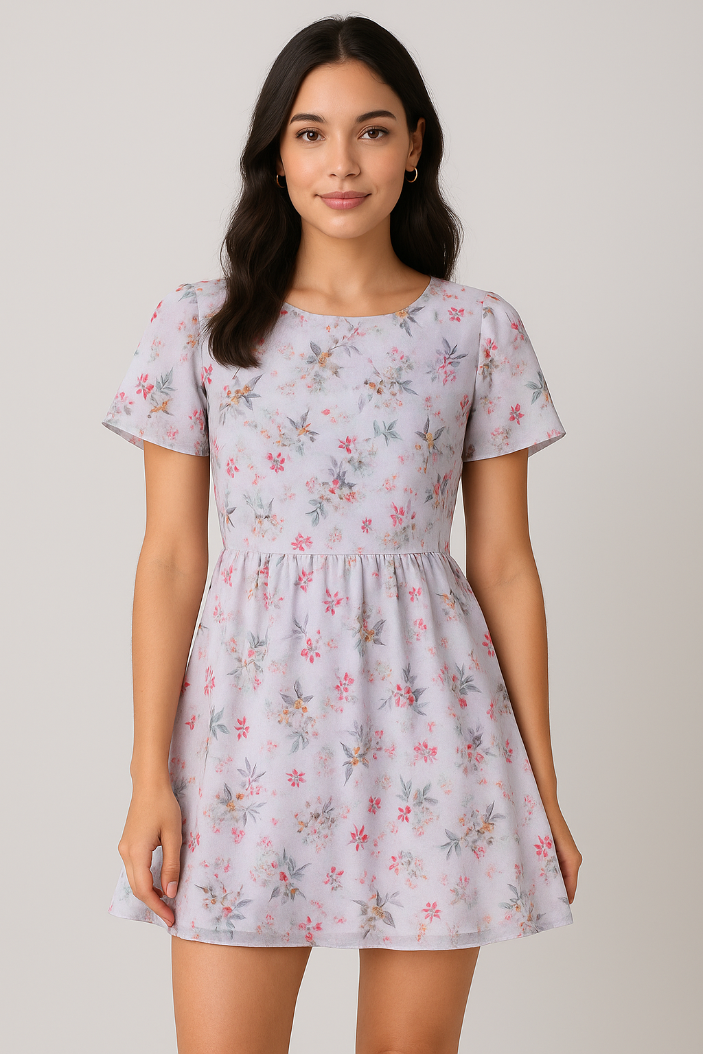 Tiny Iris With Leaves Digital Printed Fabric - Cotton