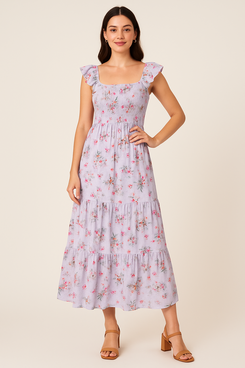 Tiny Iris With Leaves Digital Printed Fabric - Cotton