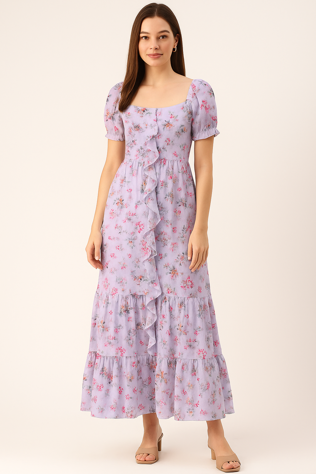 Tiny Iris With Leaves Digital Printed Fabric - Cotton