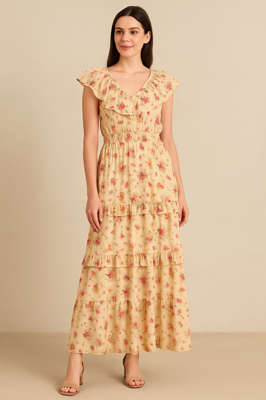 Vintage Seamles Spoted Floral Digital Printed Fabric - Cotton