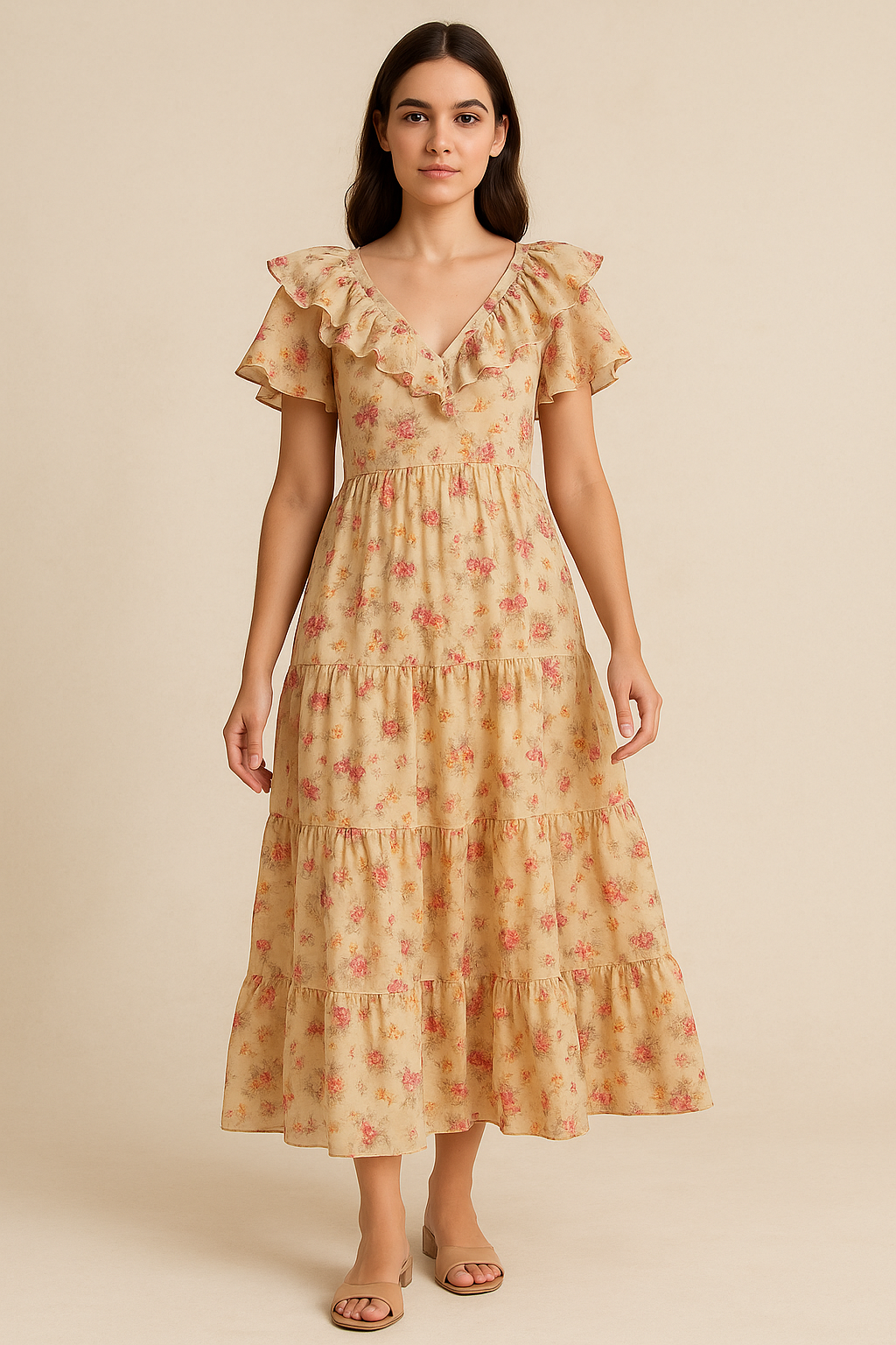 Vintage Seamles Spoted Floral Digital Printed Fabric - Cotton