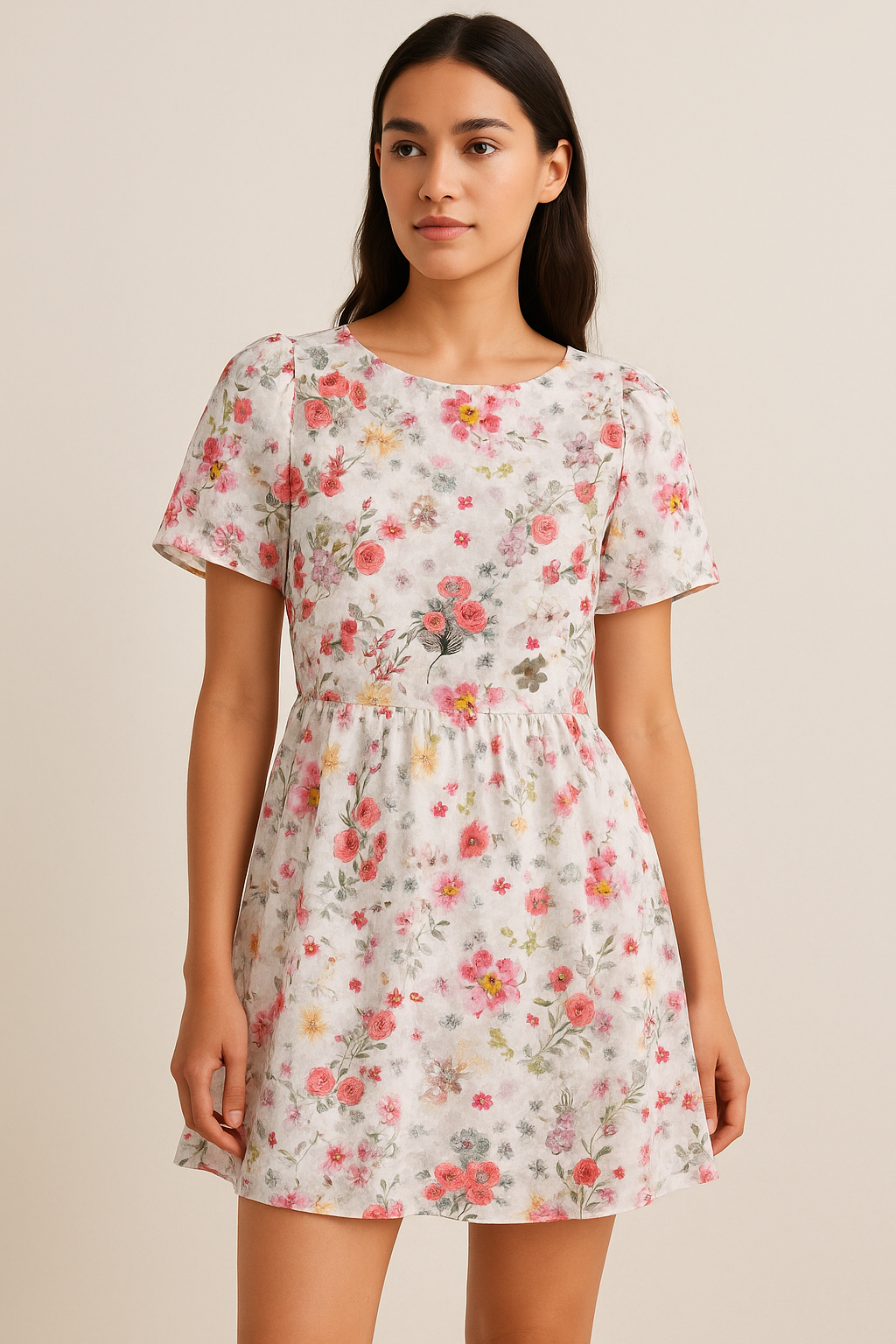 Beautifull Red And Pink Camellia Rose Of Branch Digital Printed Fabric - Cotton