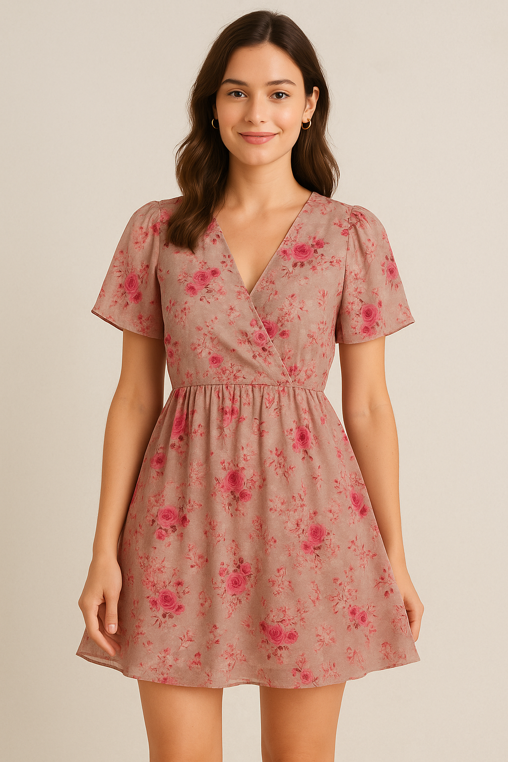 Tiny Roses Of Seamless Pattern Digital Printed Fabric - Cotton