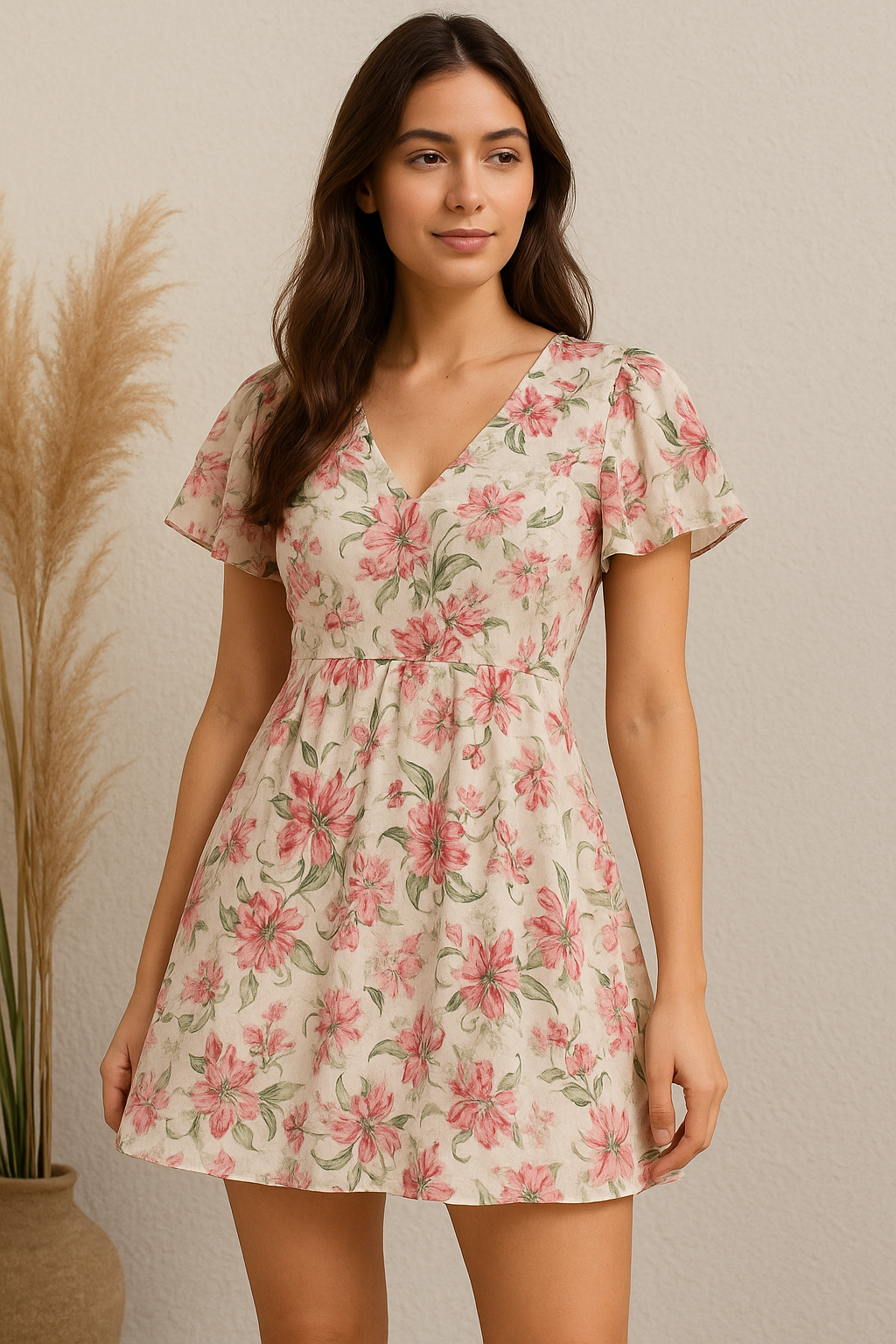 Beautifull Pink Calendula Flower Digital Printed Fabric - Cotton