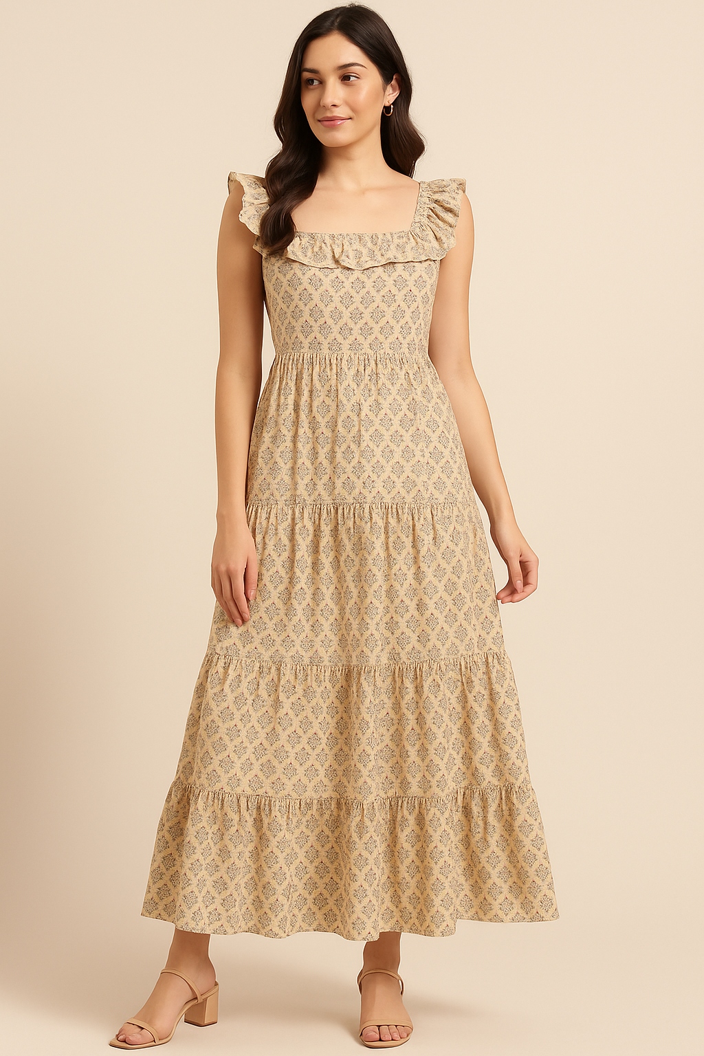 Tiny Leaves Triangle Shapes Digital Printed Fabric - Cotton