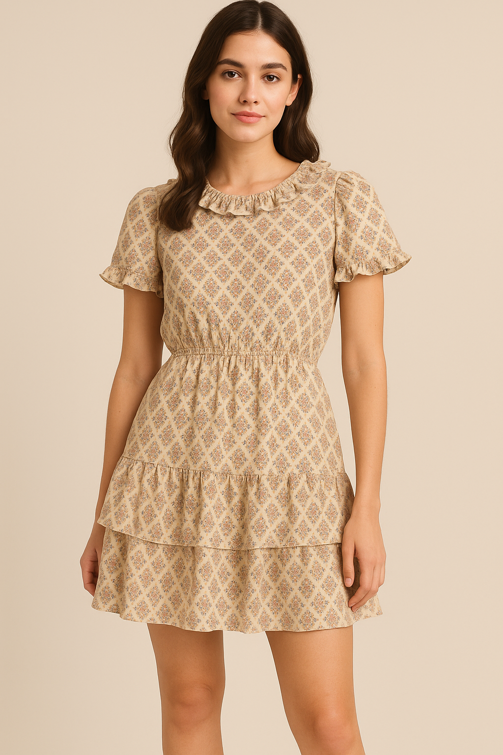 Tiny Leaves Triangle Shapes Digital Printed Fabric - Cotton