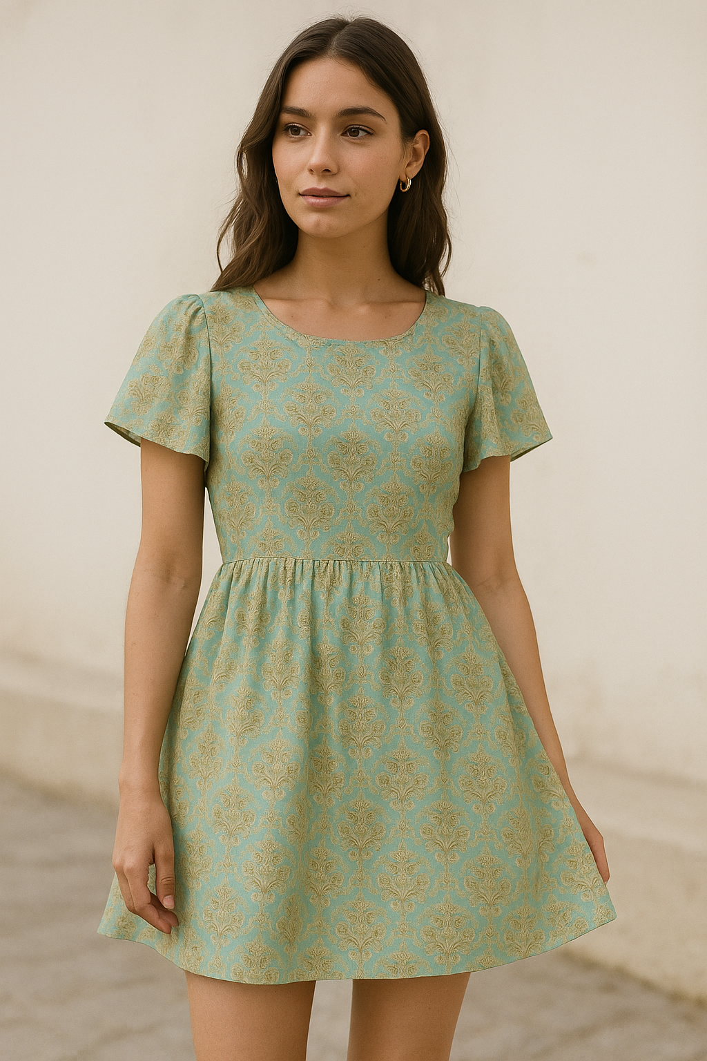 Beautiful Golden Fleur De Lis Pattern Digital Printed Fabric - Cotton