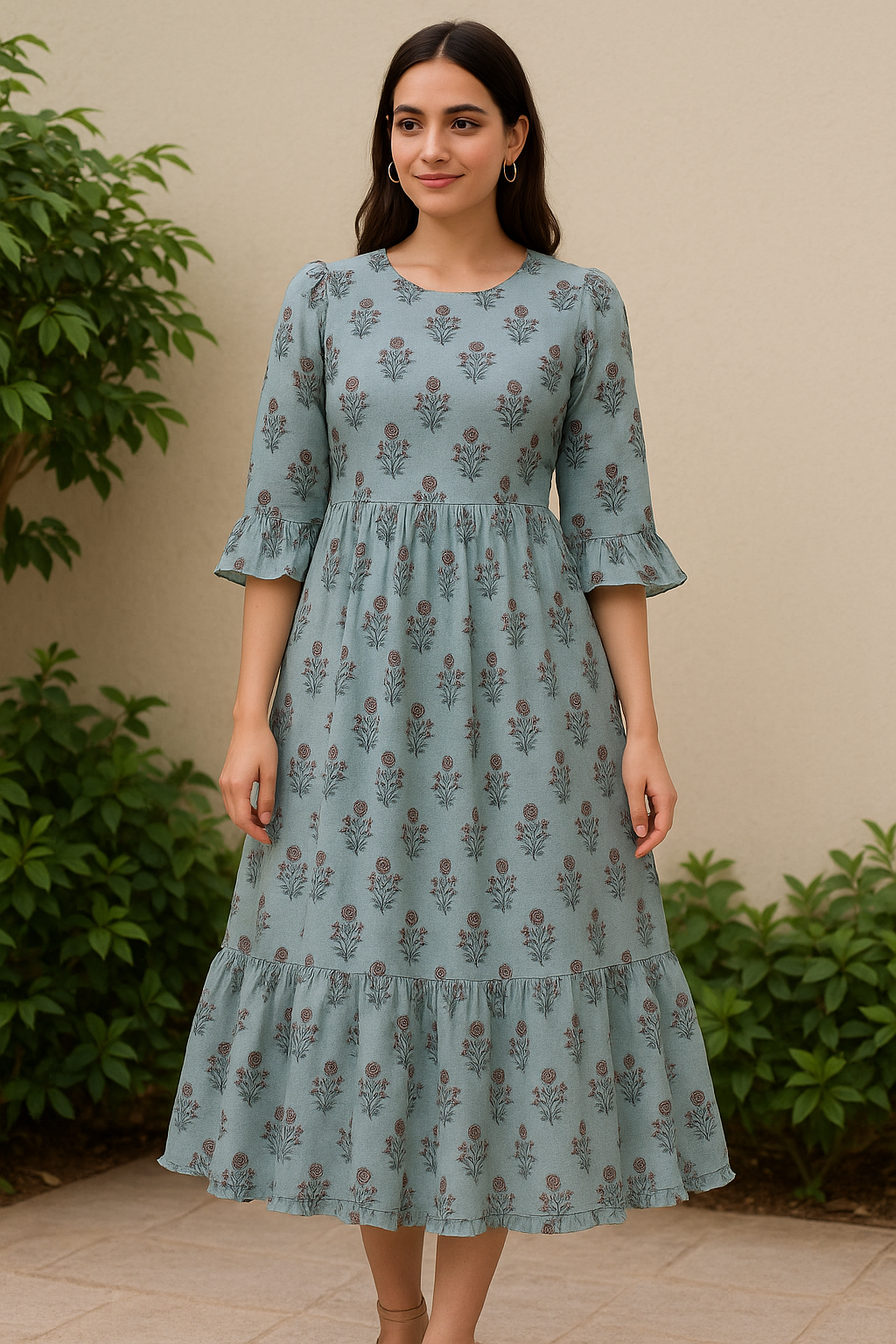 Seamless Indian Mughal Motif Flower Digital Printed Fabric - Pure Cotton