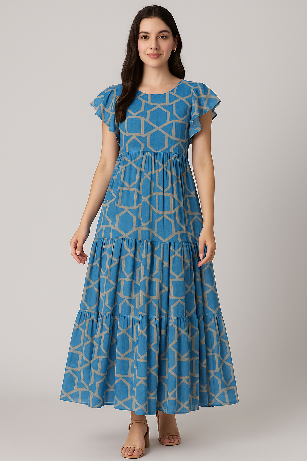 Harlequin Square And Hexagon Digital Printed Fabric - Pure Cotton