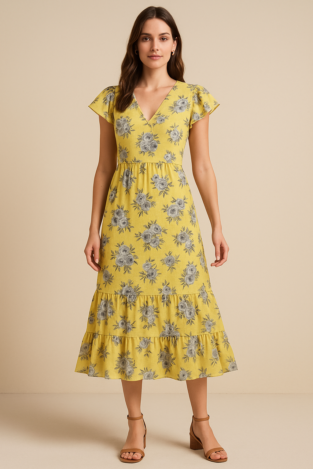 Vintage Art Of Flower Digital Printed Fabric - Pure Cotton