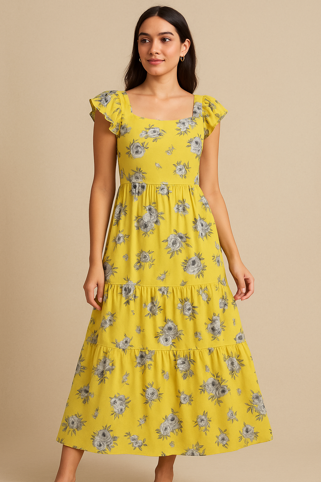 Vintage Art Of Flower Digital Printed Fabric - Pure Cotton