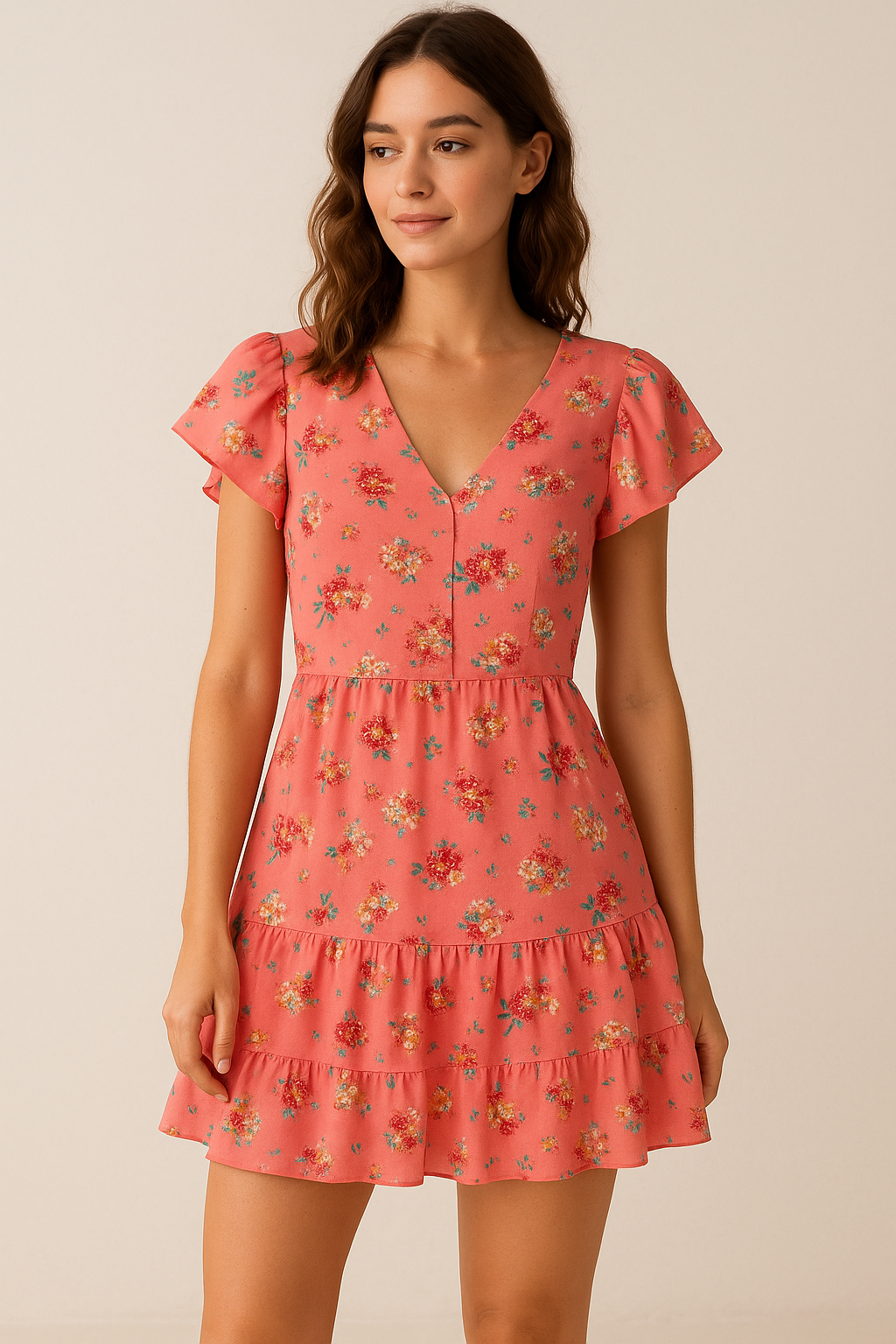 Calico Colorful Flower Digital Printed Fabric - Pure Cotton