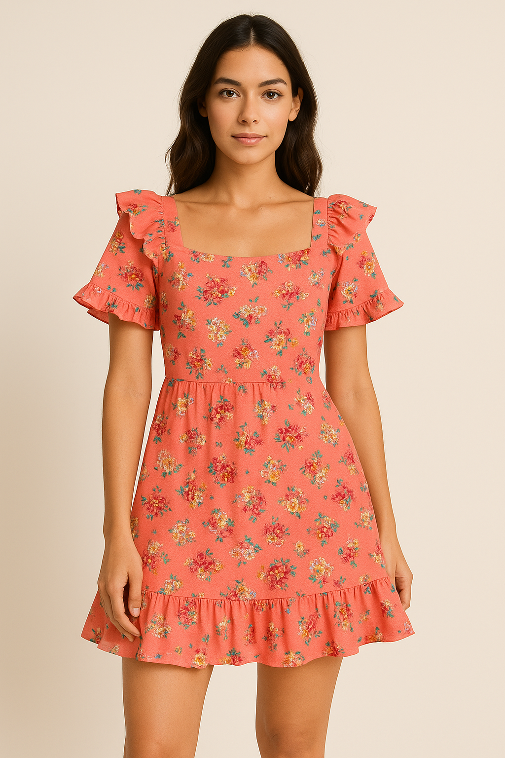 Calico Colorful Flower Digital Printed Fabric - Pure Cotton