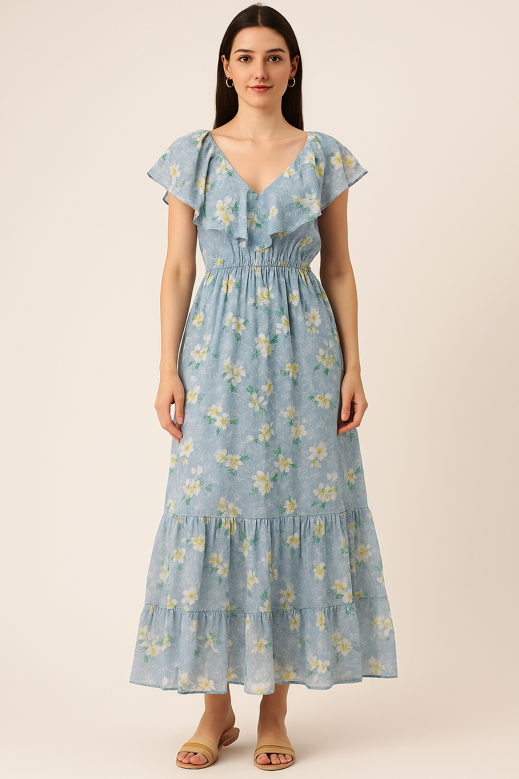 Beautiful White Jasmine Valley Flower Digital Printed Fabric - Pure Cotton