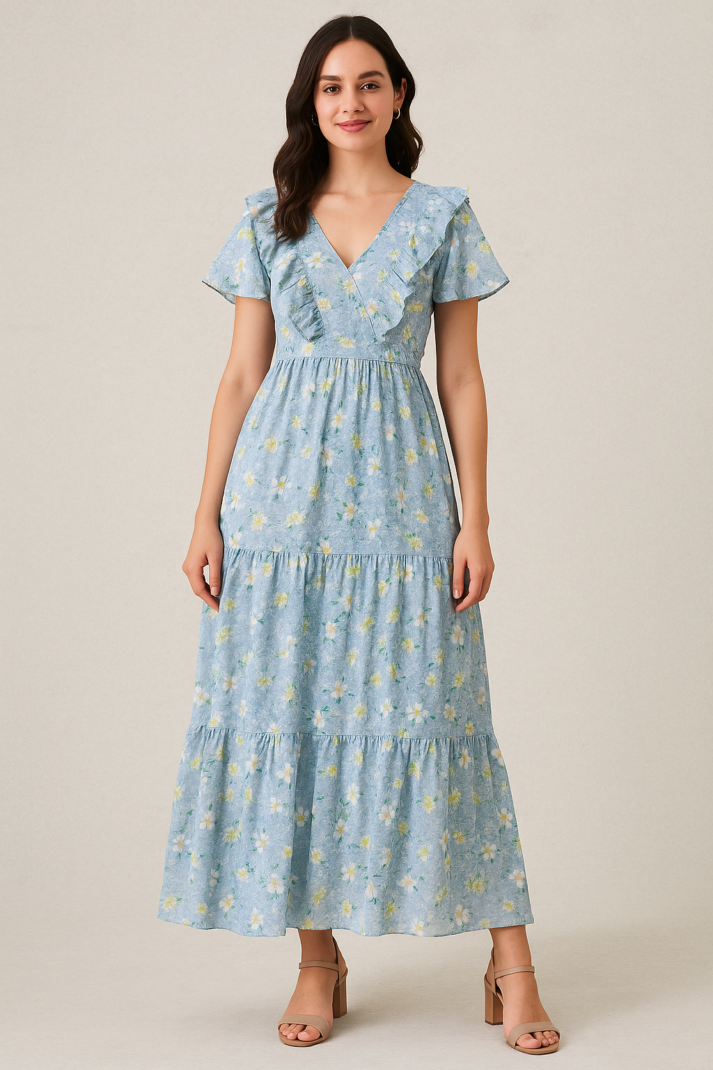 Beautiful White Jasmine Valley Flower Digital Printed Fabric - Pure Cotton