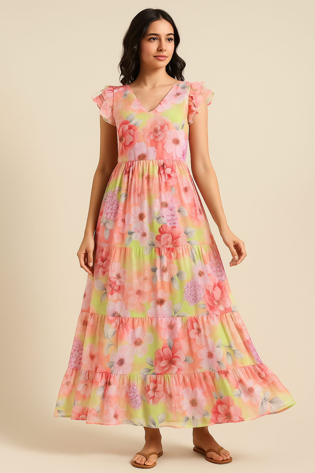 Multi-Color Floral Design Digital Printed Fabric