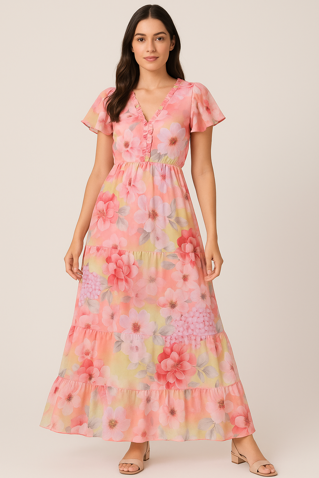 Multi-Color Floral Design Digital Printed Fabric