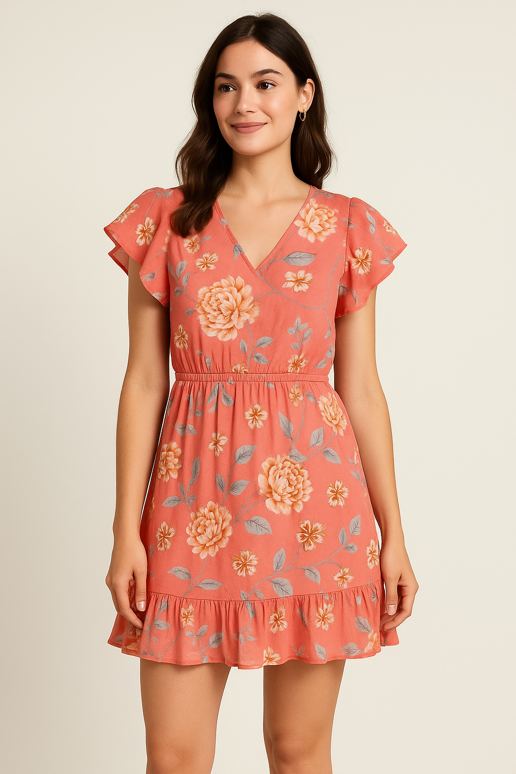 Beautiful Red Base Floral Vine Digital Printed Fabric