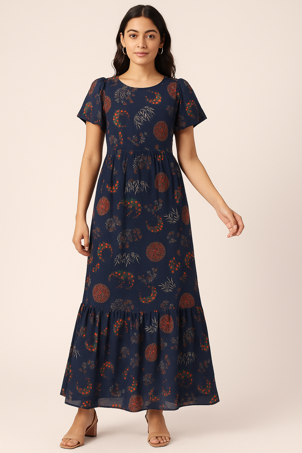 Beautiful Quirky Pattern over Blue Base Digital Printed Fabric