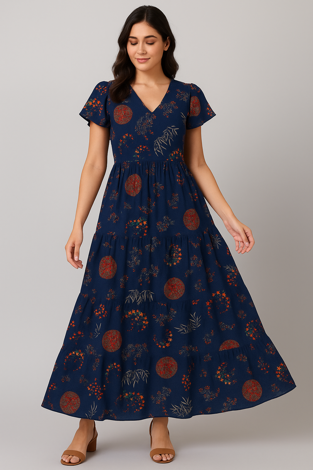 Beautiful Quirky Pattern over Blue Base Digital Printed Fabric