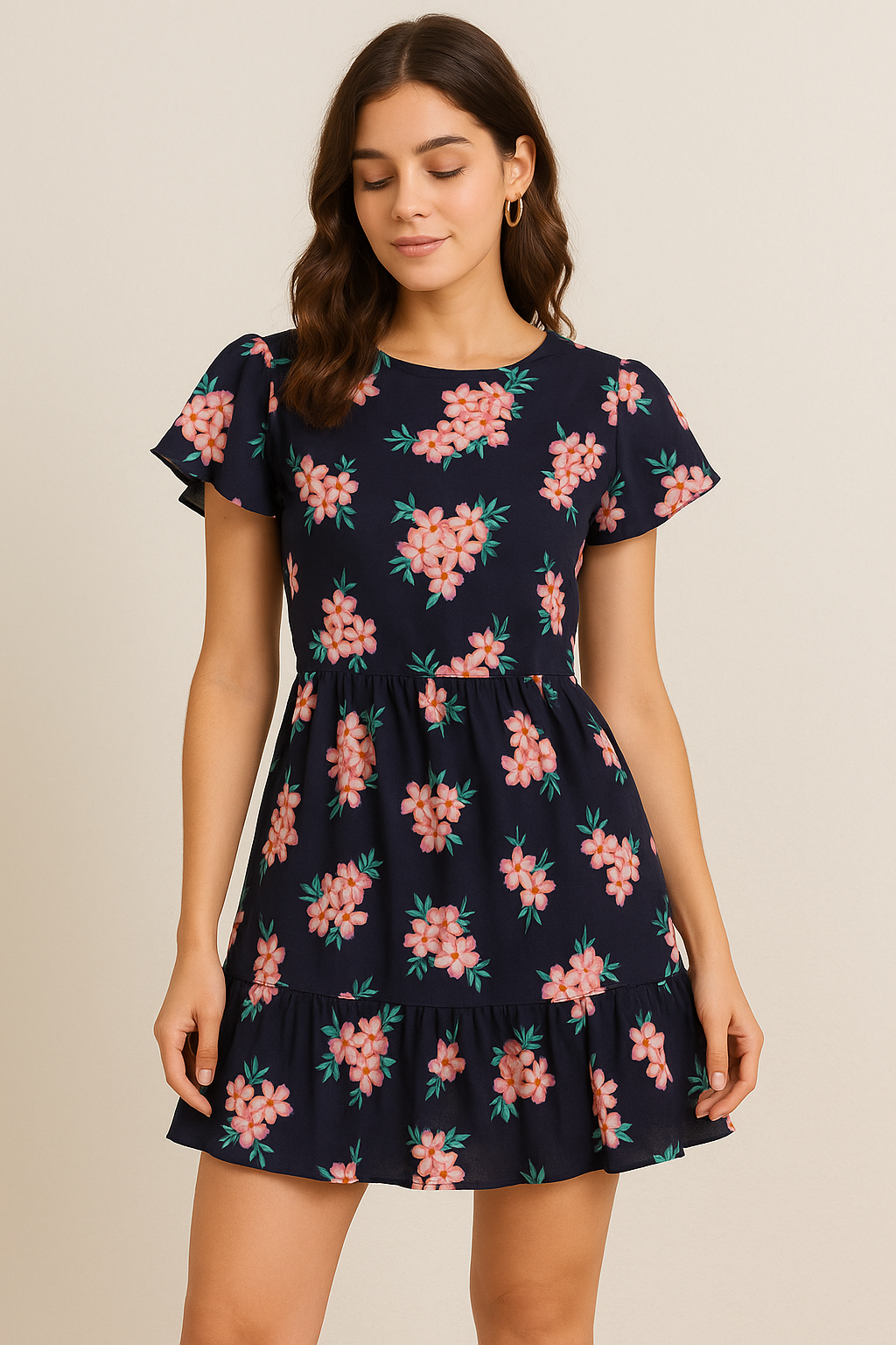 Violet Flower Bunch Digital Printed Fabric - Pure Cotton