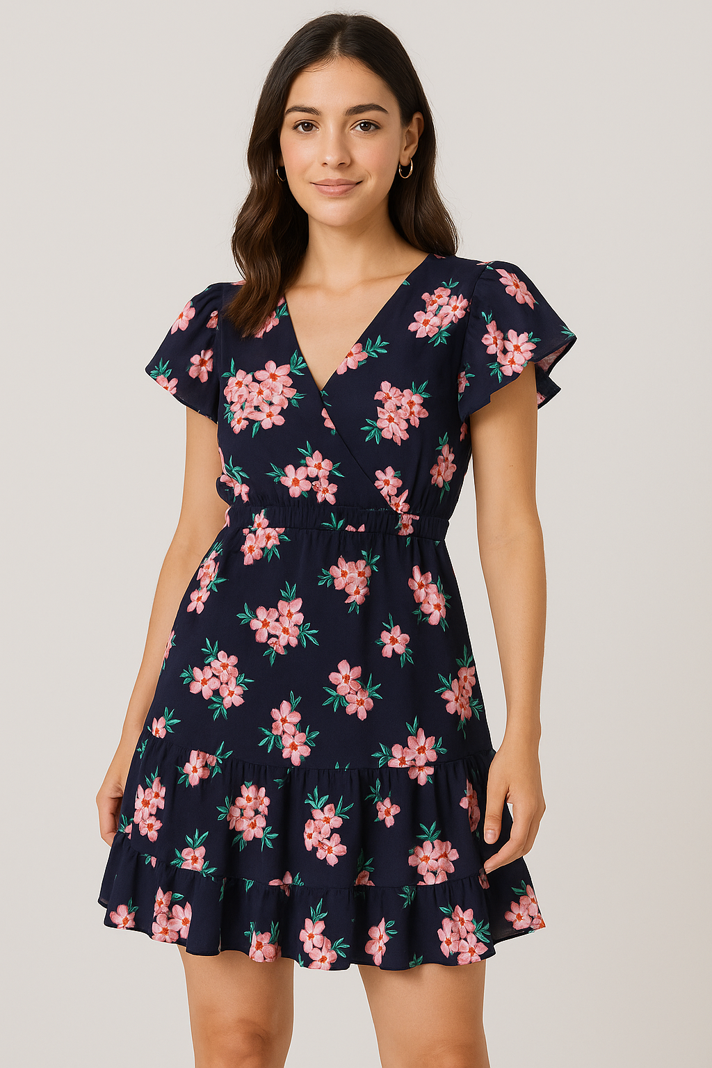 Violet Flower Bunch Digital Printed Fabric - Pure Cotton