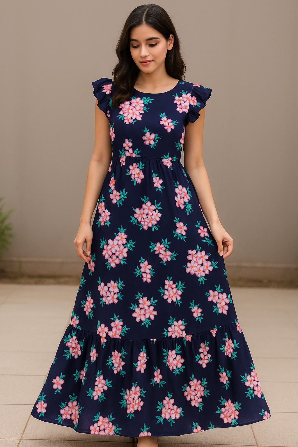 Violet Flower Bunch Digital Printed Fabric - Pure Cotton