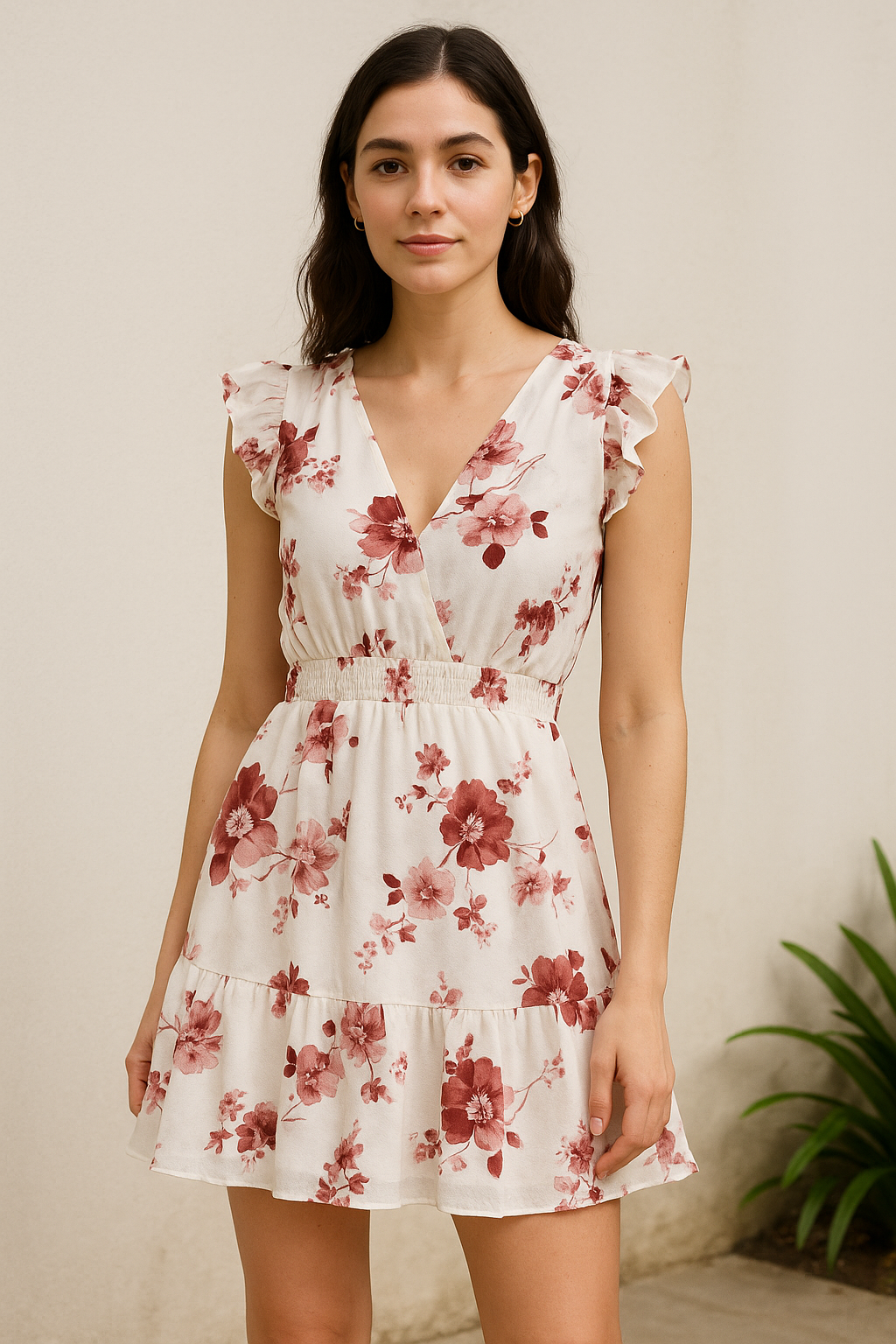 Maroon Flower Bunch Digital Printed Fabric - Pure Cotton