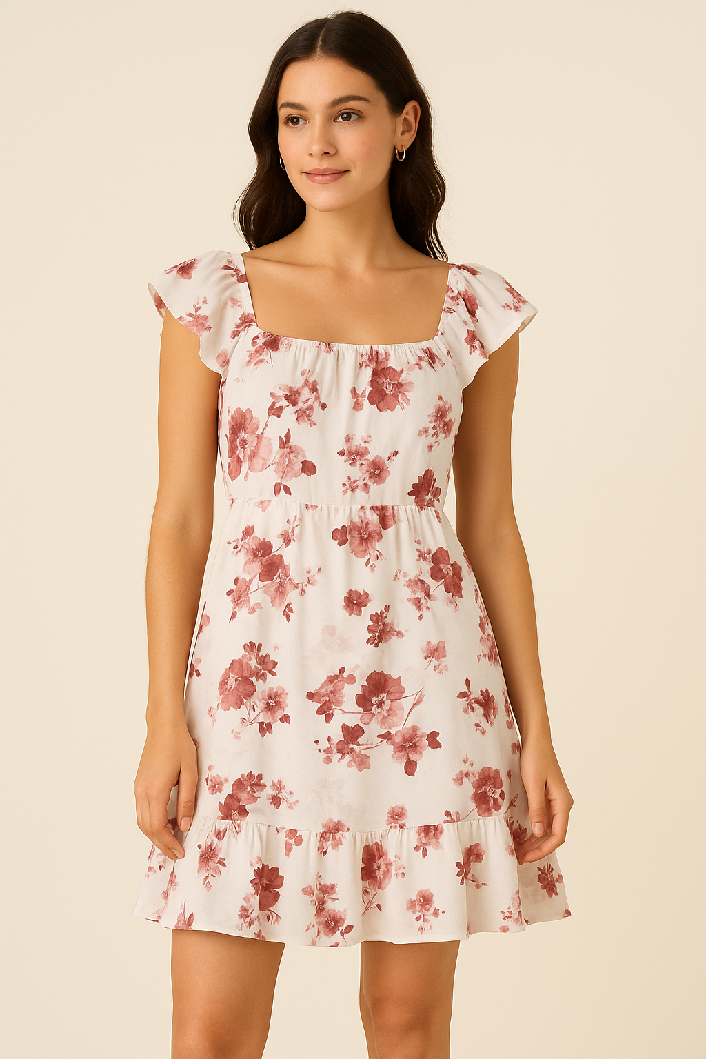 Maroon Flower Bunch Digital Printed Fabric - Pure Cotton