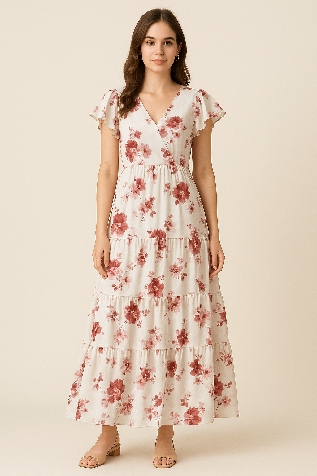 Maroon Flower Bunch Digital Printed Fabric - Pure Cotton