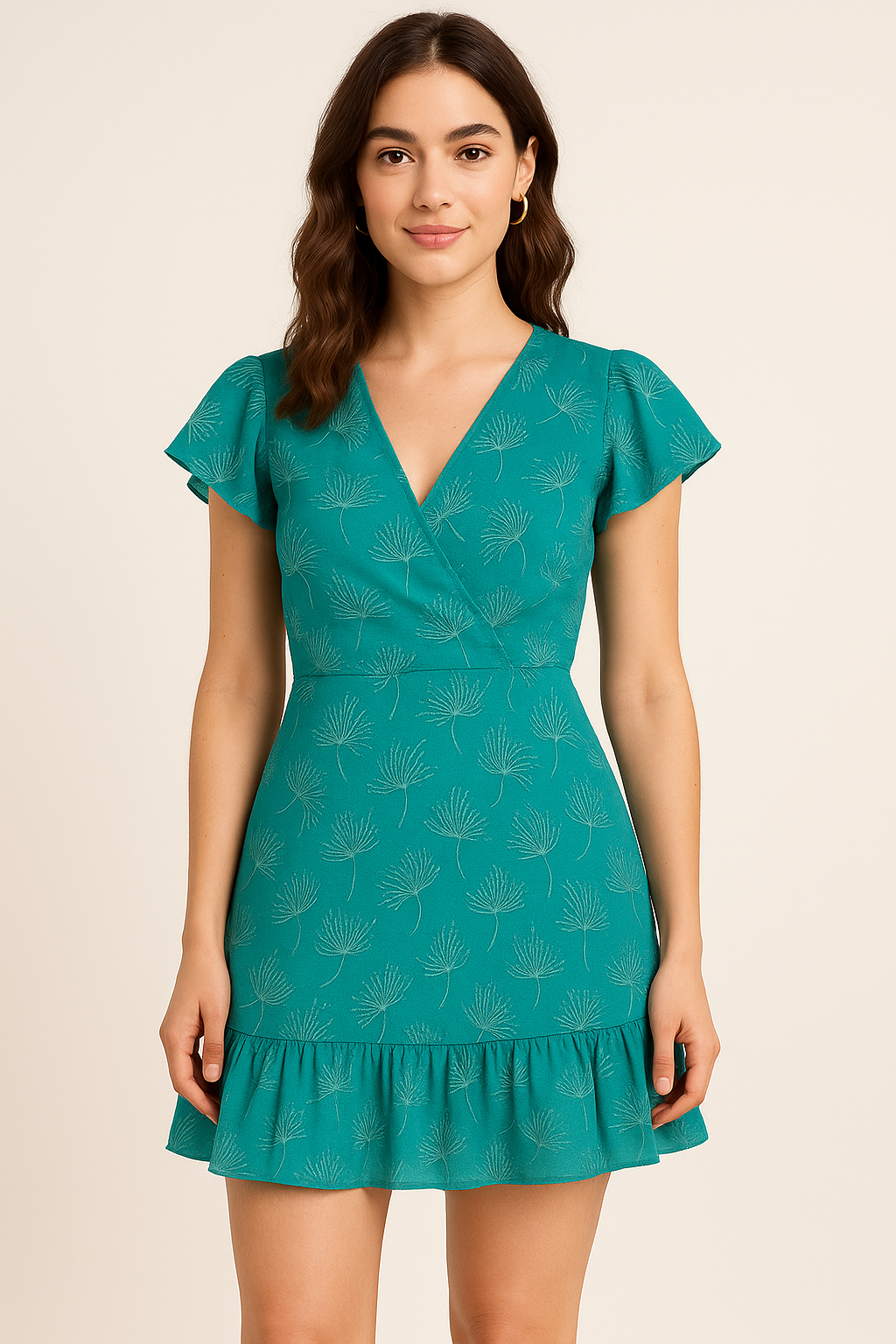 White Floating Flower Digital Printed Fabric - Pure Cotton