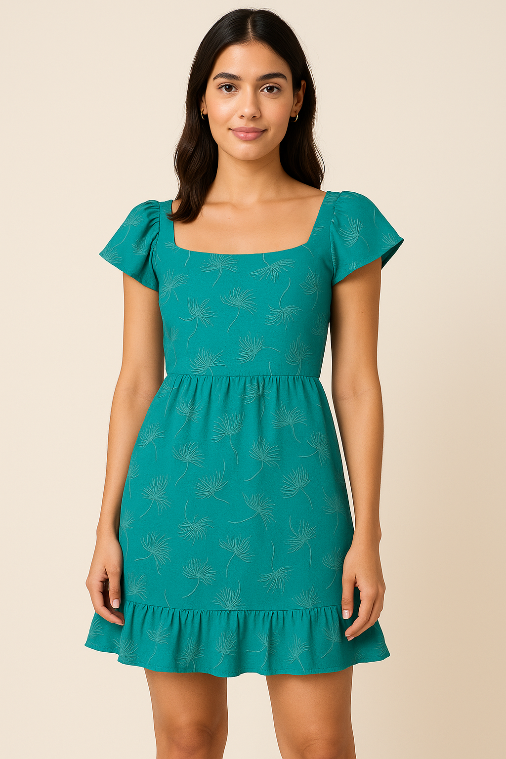 White Floating Flower Digital Printed Fabric - Pure Cotton