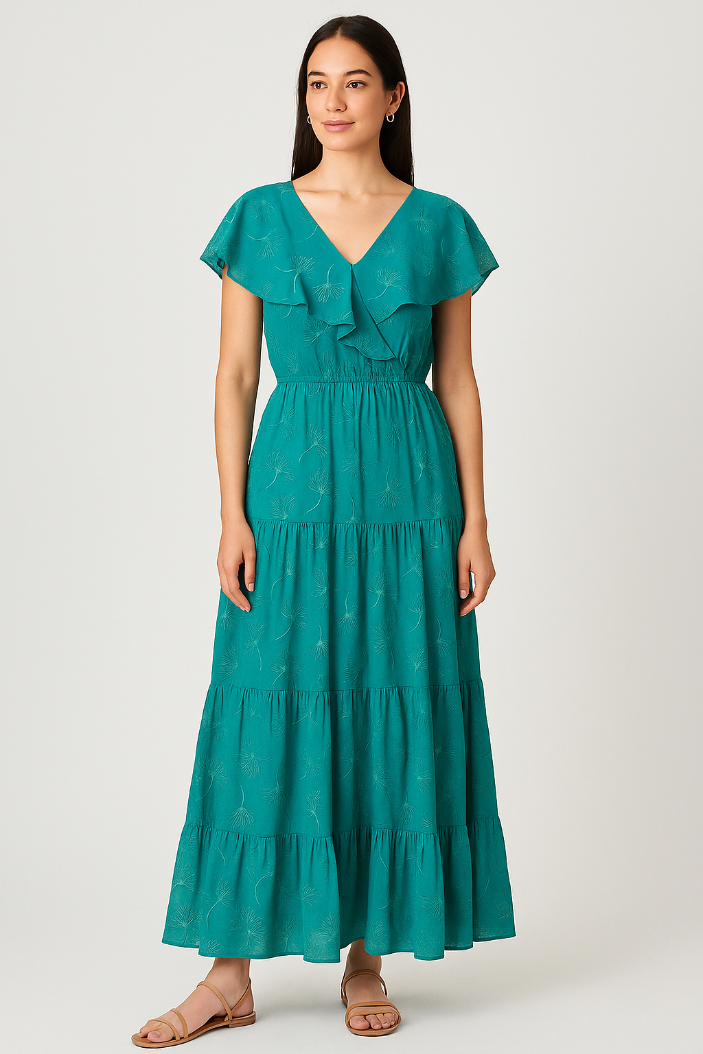 White Floating Flower Digital Printed Fabric - Pure Cotton