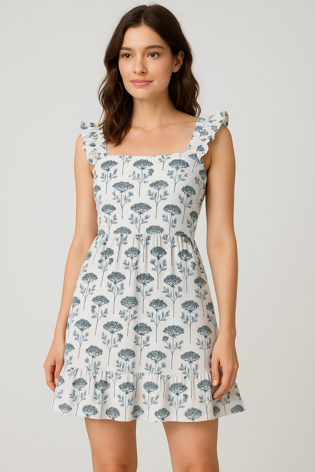 Winter Icy Flower Digital Printed Fabric  - Pure Cotton