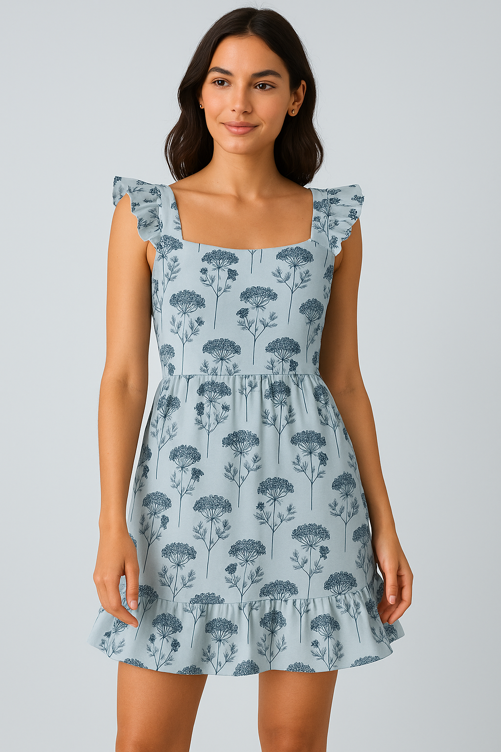 Winter Icy Flower Digital Printed Fabric  - Pure Cotton